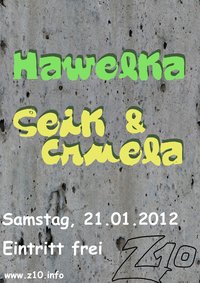 Konzert mit Hawelka (Rock/Blues) & Seik & Cruela (HipHop) plakat